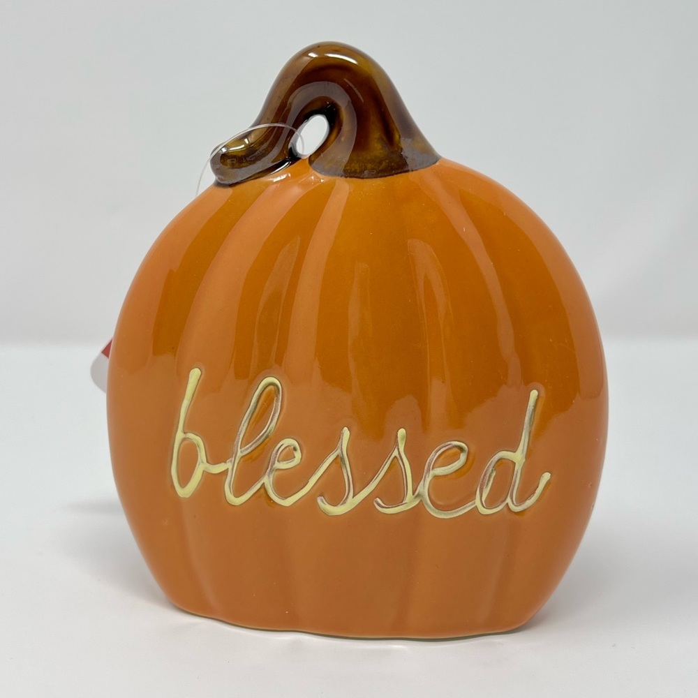 Blessed Pumpkin Tabletop Home Decor Fall Orange Gold Decorative Thanksgiving Set